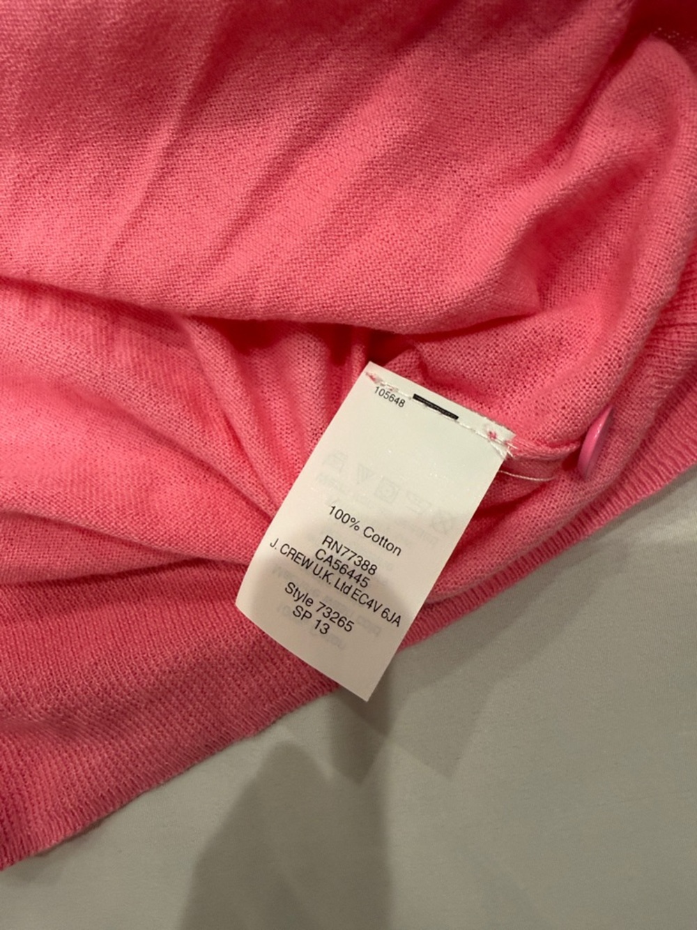 J Crew Bright Pink V-Neck Button-Front Lightweight Cardigan—Large - Picture 6 of 8